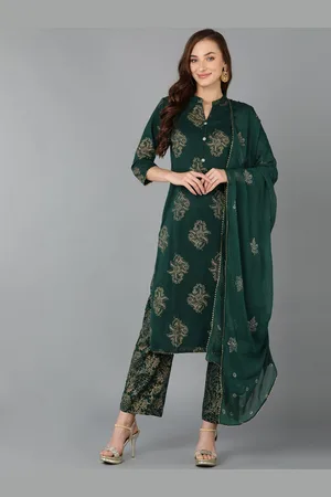 Ahika Floral Printed Pure Cotton Kurta with Trousers & Dupatta