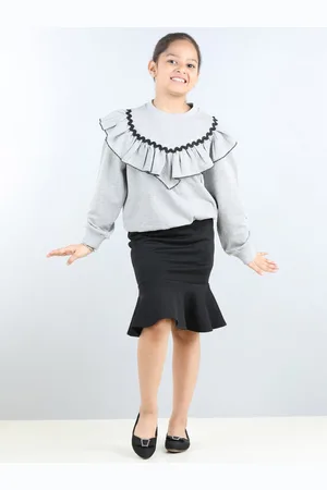 AWW HUNNIE Girls Ruffled Top With Skirt