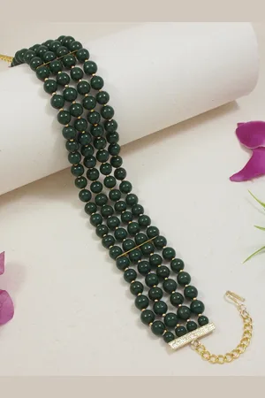 I Jewels Gold-Plated Artificial Beads Choker Necklace