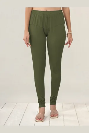 Lyra Women Green Solid Churidar Length Leggings
