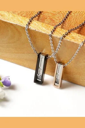 AQUASTREET Silver-Plated CZ-Studded Love Forever Pendant With Chain