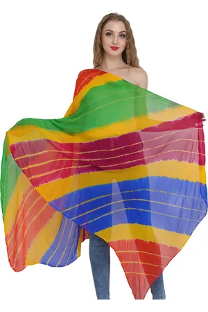 Exotic India Vibrant Green Tie-dye Printed Chiffon Jodhpuri Dupatta