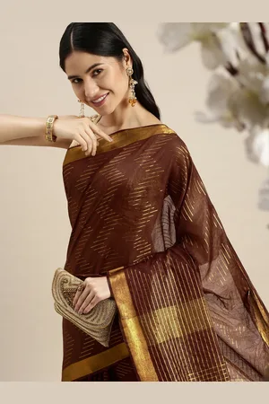 swatika Brown Woven Design Bhagalpuri Saree with Unstitched Blouse Piece