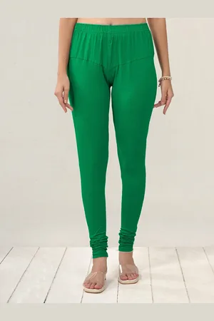 Lyra Women Green Solid Churidar Length Leggings