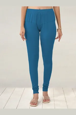Lyra Women Blue Solid Churidar Length Leggings