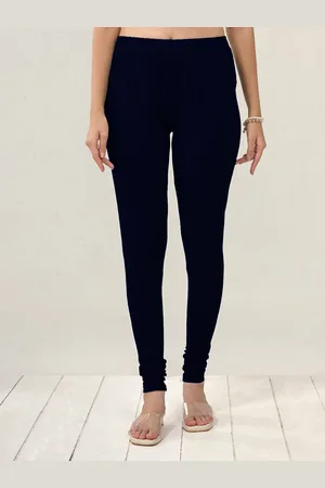 Lyra Women Navy Blue Solid Churidar length Leggings