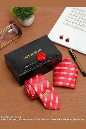 MUTAQINOTI Men Silk Blend Necktie Accessory Gift Set