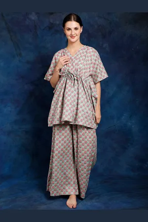 Exotic India Printed Pure Cotton Kaftan Style Co-Ord Set
