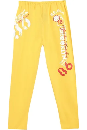 Sweet Angel Boys Yellow & White Printed Pure Cotton Relaxed-Fit Track Pant