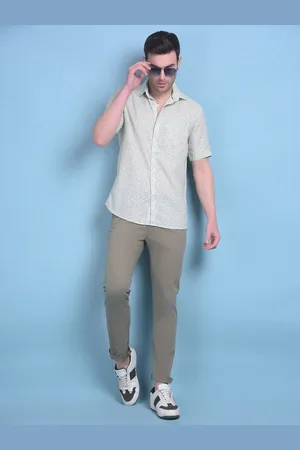 Crimsoune Club Floral Printed Classic Slim Fit Pure Cotton Casual Shirt