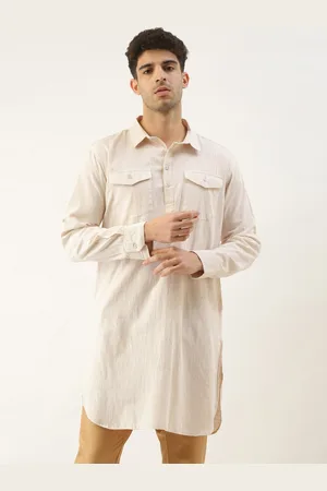 WHITE HEART Shirt Collar Long Sleeves Pathani Kurta