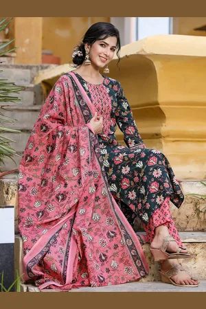 Ahika Floral Printed Kurta with Trousers & Dupatta