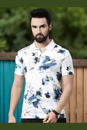 Kryptic Men Printed Polo Collar Pure Cotton T-shirt