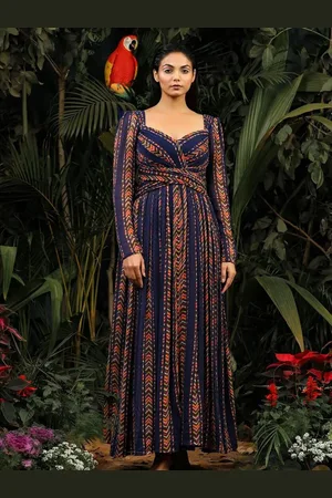 Baise Gaba Women Blue Chiffon Empire Maxi Dress