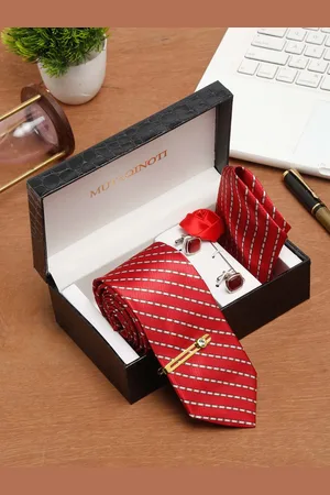 MUTAQINOTI Men Silk Blend Necktie Accessory Gift Set