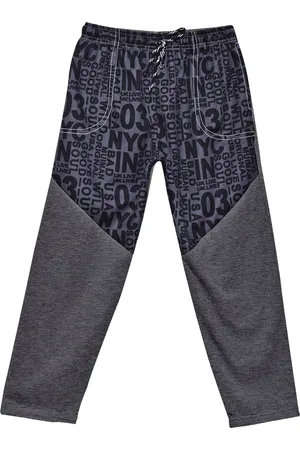 Sweet Angel Girls Charcoal Grey Self-Design Cotton Track Pant