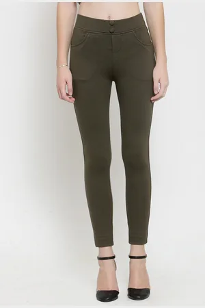 Clora Creation Women Olive-Green Solid Jeggings