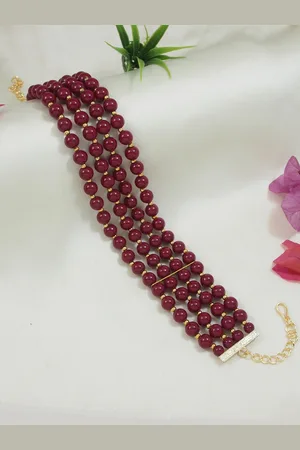 I Jewels Gold-Plated Artificial Beads Choker Necklace