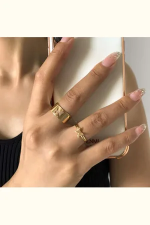 Vembley Gold-toned Butterfly Couple Matching Wrap Finger Ring