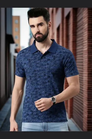 Kryptic Men Printed Pure Cotton Polo T-shirt