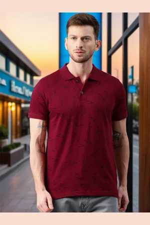 Kryptic Men Geometric Printed Polo Pure Cotton T-shirt