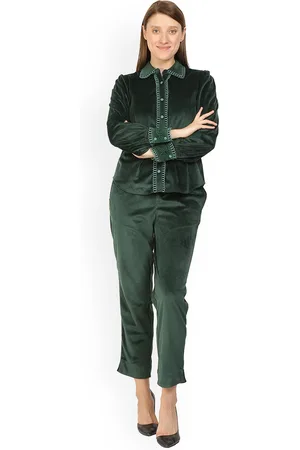 Kalini Long Sleeves Velvet Shirt With Trousers
