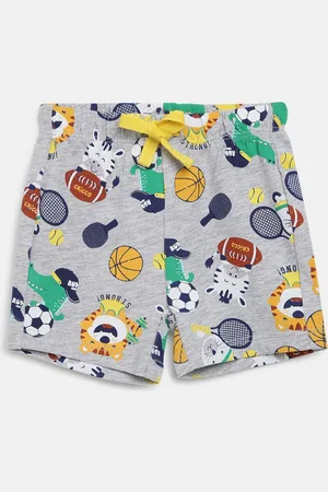chicco Boys Grey & Orange Conversational Printed Shorts