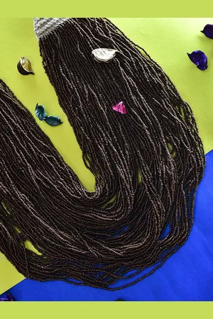 Bamboo Tree Jewels Brown & Beige Afghan Necklace