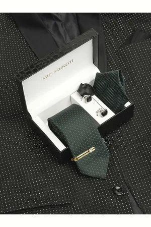 MUTAQINOTI Men Silk Necktie Accessory Gift Set