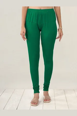 Lyra Women Green Solid Churidar-Length Leggings