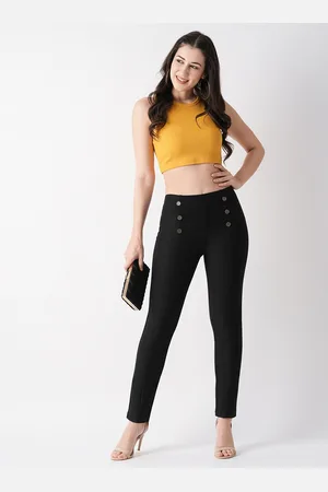 Globus Stretchable Flat Front Button Detail Skinny Fit Workwear Treggings