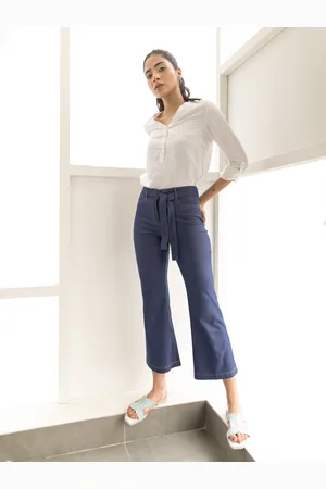 Elleven Women Navy Blue Solid Bootcut Trousers