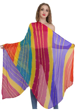 Exotic India Blue Iris Tie-dye Printed Chiffon Jodhpuri Dupatta