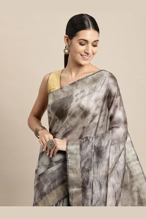 swatika Brown & Black Tie and Dye Pure Silk Bhagalpuri Saree