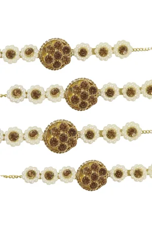 NMII Men Set Of 4 Gold-plated Zircon-studded Bracelet Rakhis