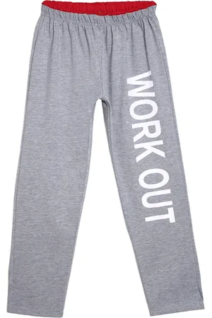 Sweet Angel Boys Grey Melange Printed Typography Cotton Track Pant