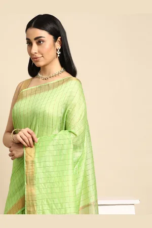 swatika Checked Zari Silk Blend Muga Saree