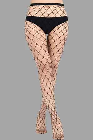 Color Style High-Rise Sheer Fish Net Stockings