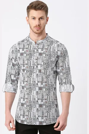 VALEN CLUB Ethnic Motifs Printed Mandarin Collar Cotton Kurta