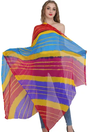 Exotic India Magenta Haze Tie-dye Printed Chiffon Jodhpuri Dupatta