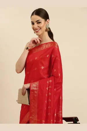 swatika Zari Silk Blend Muga Saree