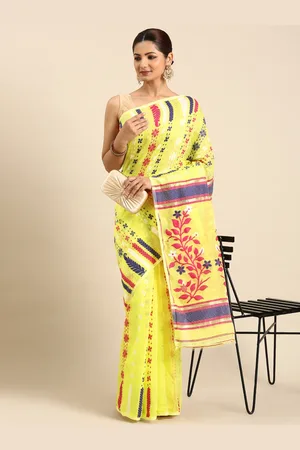 swatika Woven Design Silk Blend Jamdani Saree