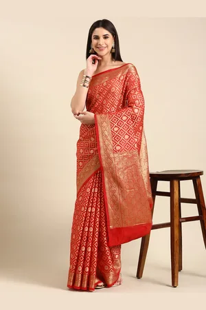 swatika Woven Design Zari Silk Blend Banarasi Saree