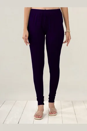 Lyra Women Navy Blue Solid Churidar Length Leggings