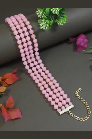 I Jewels Gold-Plated Artificial Beads Choker Necklace