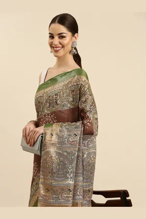 swatika Ethnic Motifs Silk Blend Muga Saree