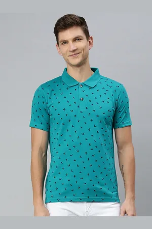 Kryptic Men Green Printed Polo Collar T-shirt
