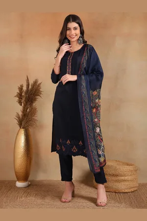 Ahika Floral Yoke Design Regular Thread Work Kurta with Trousers & With Dupatta