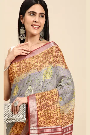 swatika Blue & Multicoloured Woven Design Pure Cotton Handloom Bhagalpuri Saree