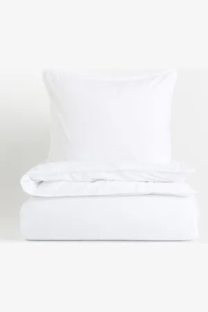 H&M White Washed Cotton Single Duvet Cover Set